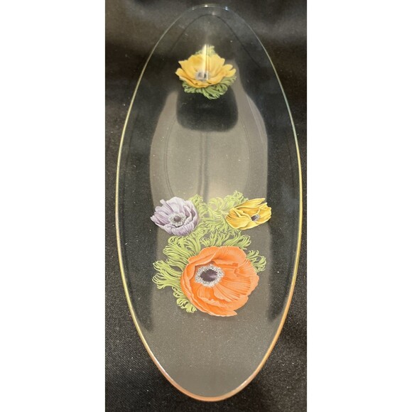 Vintage Chance Glass England 1965 Fiestaware Anemone Pattern Long Oval Dish - Picture 4 of 10